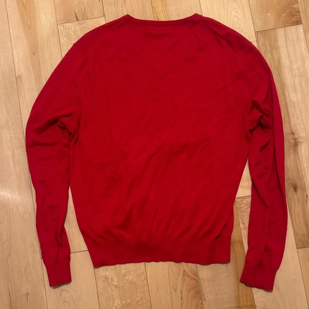 Polo by Ralph Lauren Vibrant Red V-Neck Sweater Like New, Medium - Picture 3 of 3